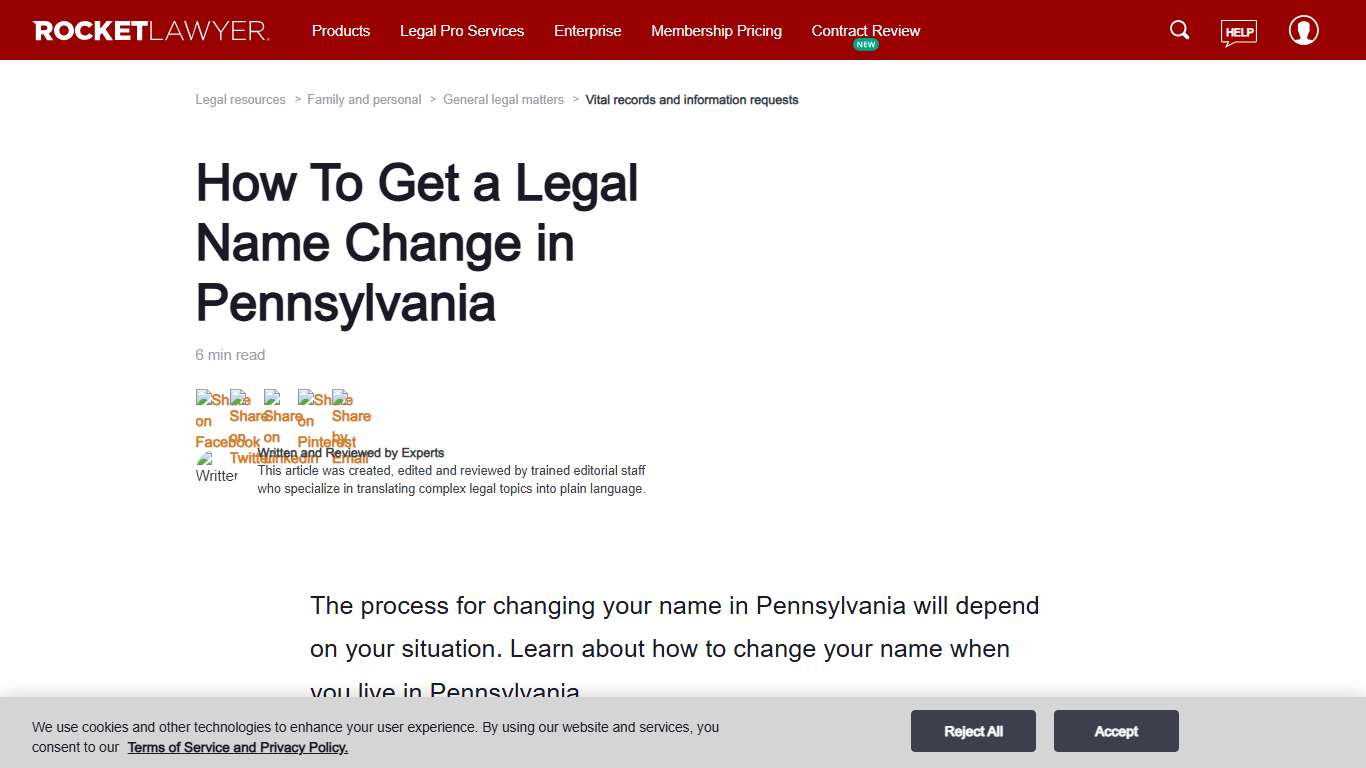 How To Legally Change Your Name in Pennsylvania - Rocket Lawyer